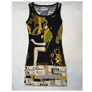 Animated Closet Abstract Graphic Bodycon Dress Medium Urban Art Sleeveless